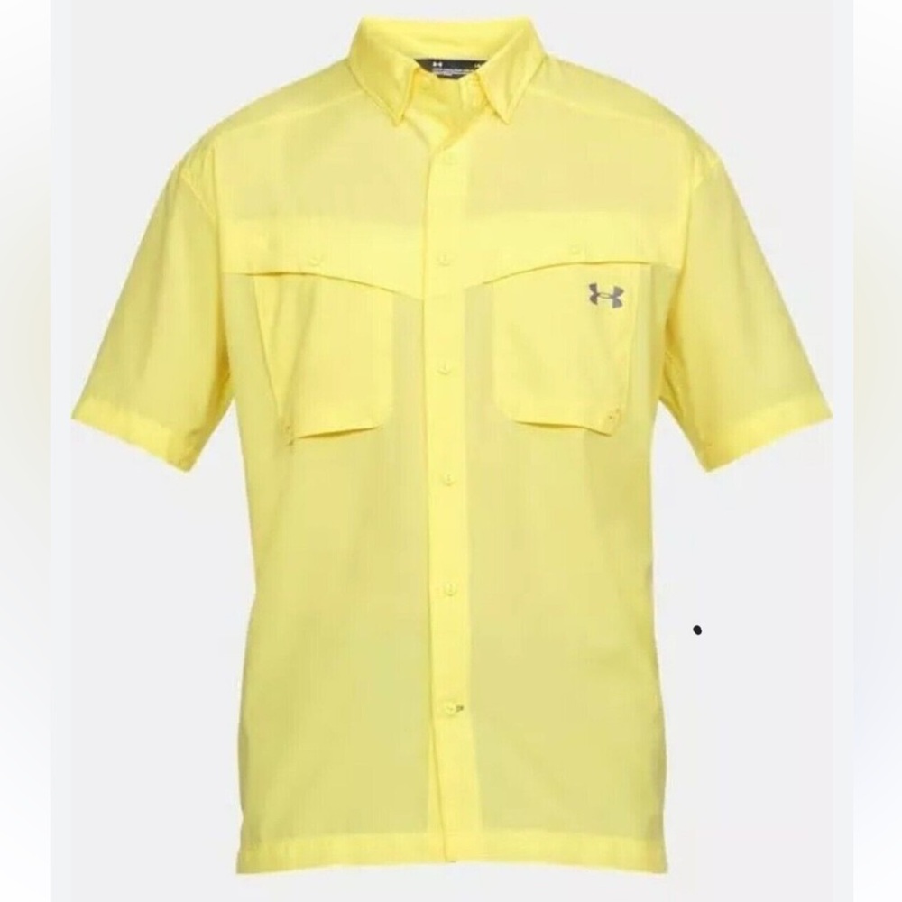 Under Armour Men's Bright Yellow Casual Performance Shirt XL - Picture 3 of 8